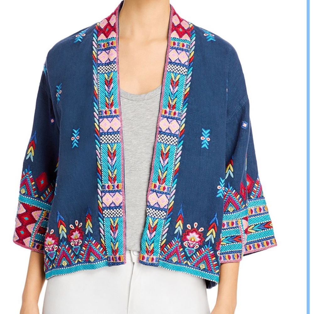Johnny Was embroidered cropped kimono
